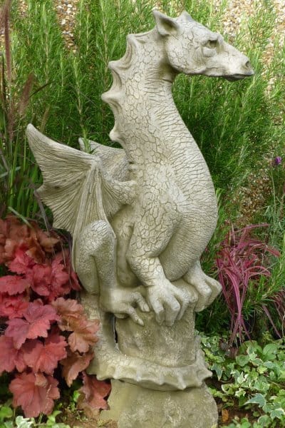 Drache Steinguss - frostfeste Gartenfigur