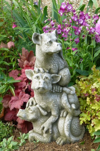 Drache Steinguss - frostfeste Gartenfigur