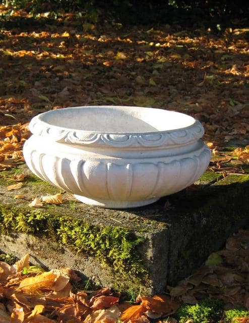 flache Pflanzschale Steinguss 0449