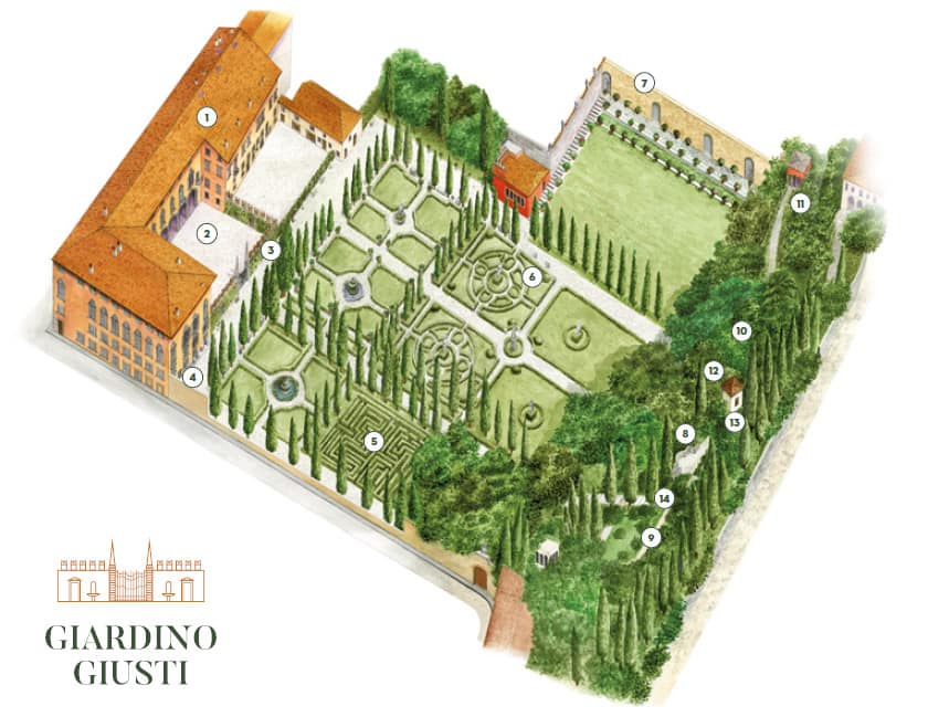 Gartenreise Verona 2023 Giardino Guisti Lageplan